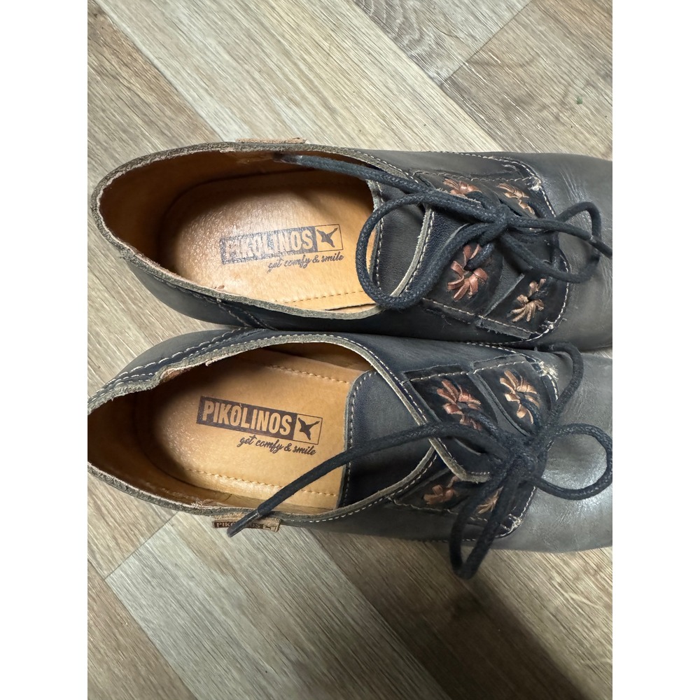 Pikolinos Rotterdam Women Grey Leather Lace Up Oxford Heels Shoes EU 38 - Picture 6 of 11